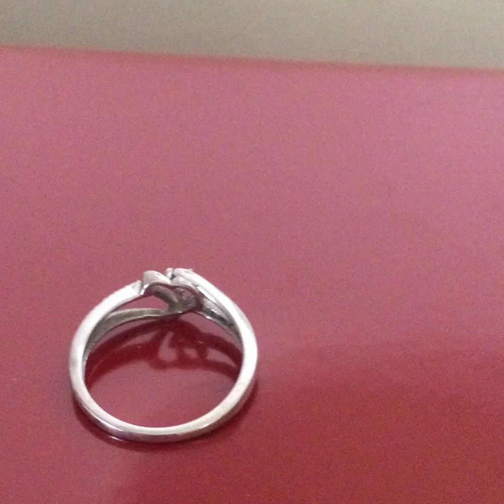Heart Solitaire Sterling Silver Ring with Clear Stone - Women's Jewelry